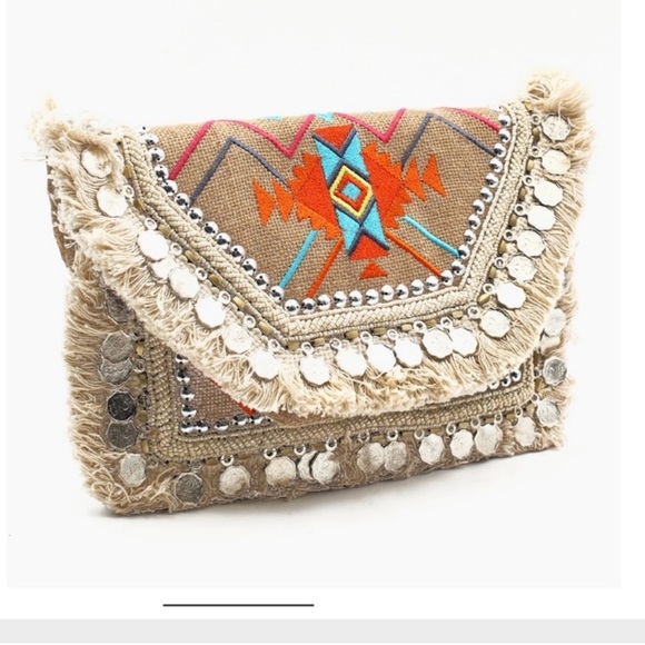 NWT Antik Kraft Bohemian Beaded Fringe
Clutch w removable strap - Picture 2 of 15